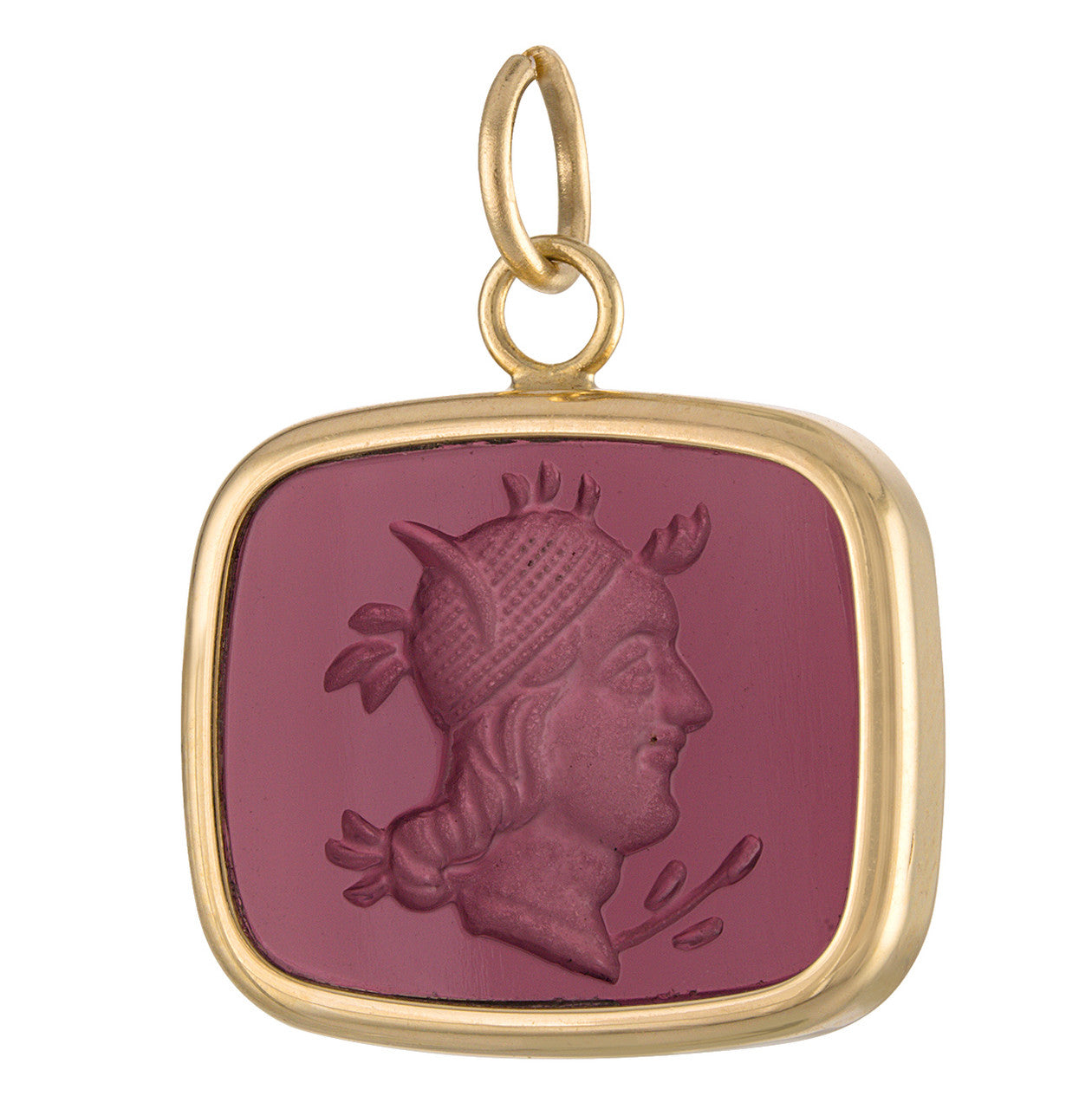 Vintage Amethyst Intaglio 14K Gold Charm